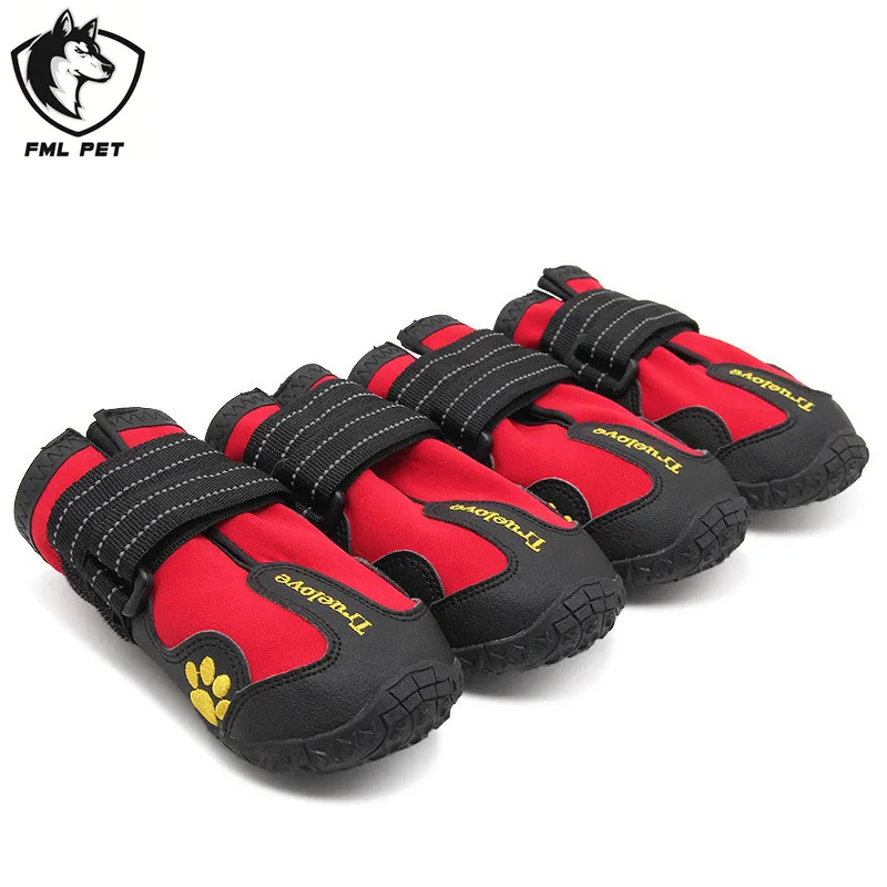 

FML Pet Boots Waterproof Large Dog Shoes Outdoors Walking Reflective Sport Pet Shoes For Small Medium Large Dogs Paw Protectors