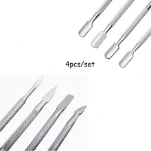

4pcs/Lot Stainless Steel Cuticle Pusher Remover Double Ended Dead Skin Push Nail Cuticle Pusher Manicure Nail Care Tools CP-03#