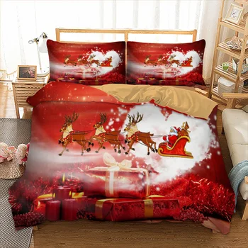 

Xmas Bedding Set Single Double Queen King Twin Full Queen King Size Gift From Santa Claus Bed Linen Set Merry Christmas 3pcs