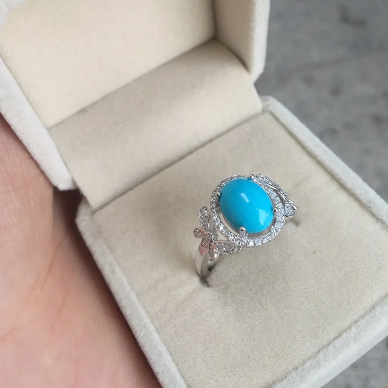 [MeiBaPJ естественный бирюзовый камень Мода кольцо для женщин Настоящее 925 пробы Серебряный Шарм Ювелирные украшения 2 цвета