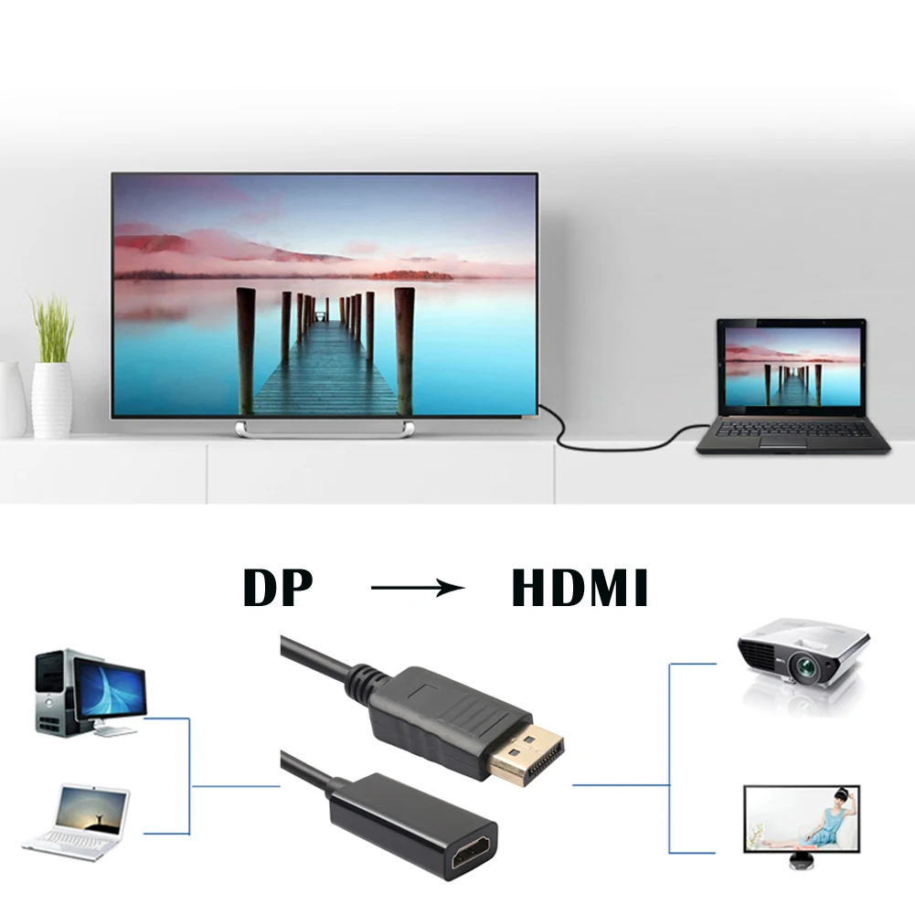 

DP Male to HDMI Female Adapter Cable Black 25cm Display Port DP Male to HDMI Female Adapter Cable Connector For Dell For HP