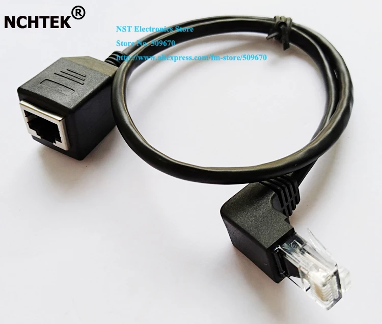 

NCHTEK UP Angled 90 Degree 8P8C FTP STP UTP Cat 5e RJ45 Male to Female Lan Ethernet Extension Cable 50CM/Free Shipping/2PCS