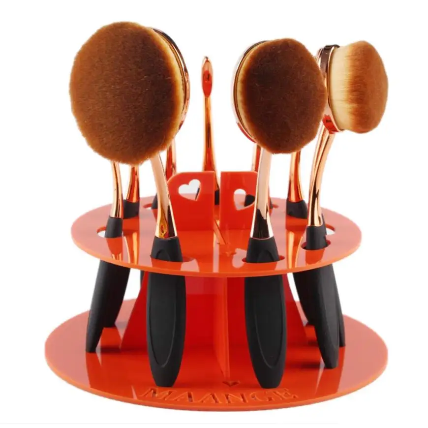

Cool! sturdy clear acrylic 10 Hole Oval Makeup Brush Holder Drying Rack Organizer Cosmetic Shelf Tool Anne