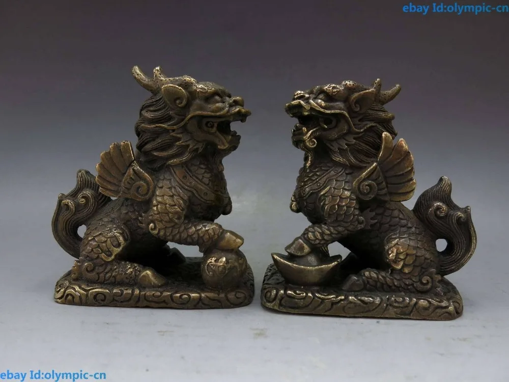 A Pair Medicine old CHINESE PAIR OF Tibet SILVER DRAGON JADE Foo dog