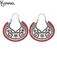 Yumfeel nuevo Bohemia pendiente joyería mujer Vintage Metal grabado flor pendientes regalos