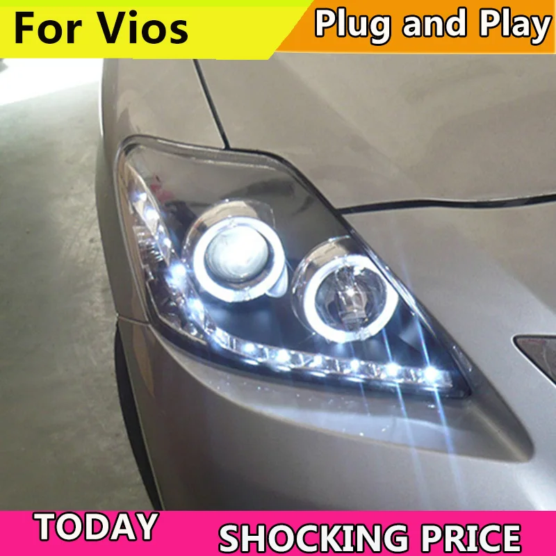 Автомобильный Стайлинг для Toyota Vios светодиодные фары Yaris Угловые глаза объектив
