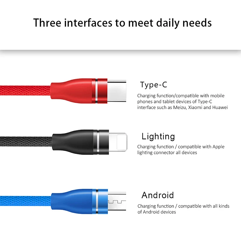 NOHON 3 в 1 Usb кабель для зарядки 8 Pin iPhone X 7 6 Plus Micro usb type C samsung Xiaomi 5 2 м|Кабели мобильных