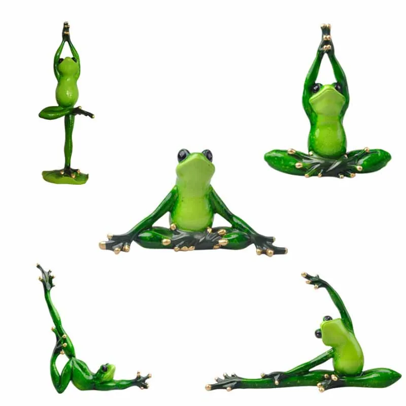 Украшение для дома Kawaii Yoga Frogs статуэтка девушка мечты Современная смола домашняя
