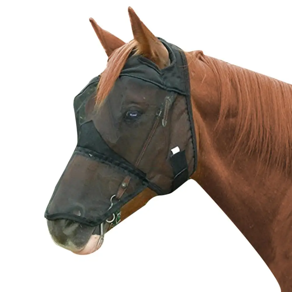 Полнолицевая маска для лошади, сетчатая противомоскитная маска для лошади с защитой от комаров, крышка носа, снаряжение для верховой езды