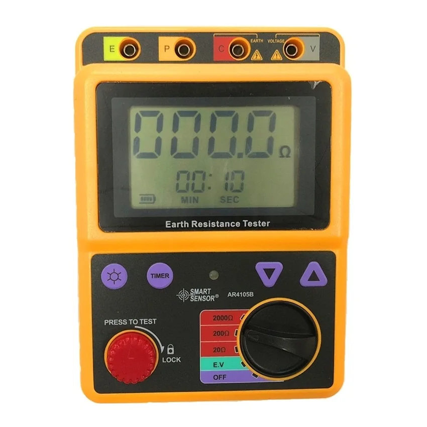 

Smart Sensor AR4105B Digital Earth Ground Resistance Meter Tester Megger Test Meter Megohmmeter Range 20ohm/200ohm/2000ohm