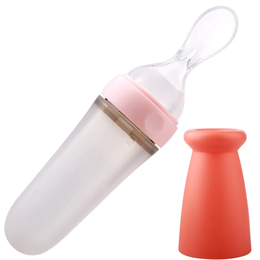 

Cute Design Baby Infant Rice Cereal Spoon Squeeze Bottle Silicone Weaning Tableware Baby Feeding Bottle