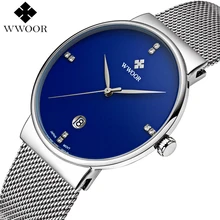Hommes Montres Top Marque De Luxe Ultra Mince Date Horloge Mâle Bracelet en acier Étanche Bleu Quartz Montre Hommes de Poignet De Sport Occasionnels montre