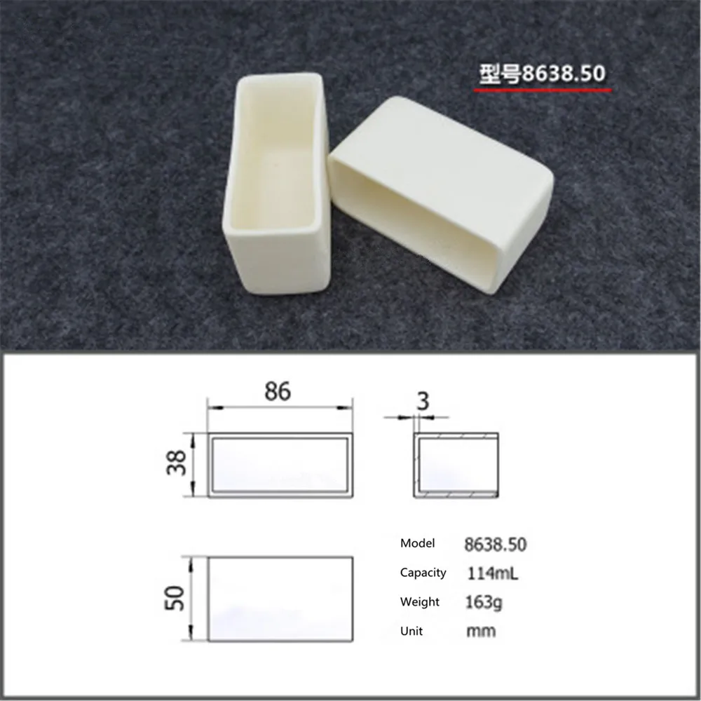 

99.5% Square corundum crucible / 114ml 8638.50 / Temperature 1600 degrees / Sintered ceramic crucible