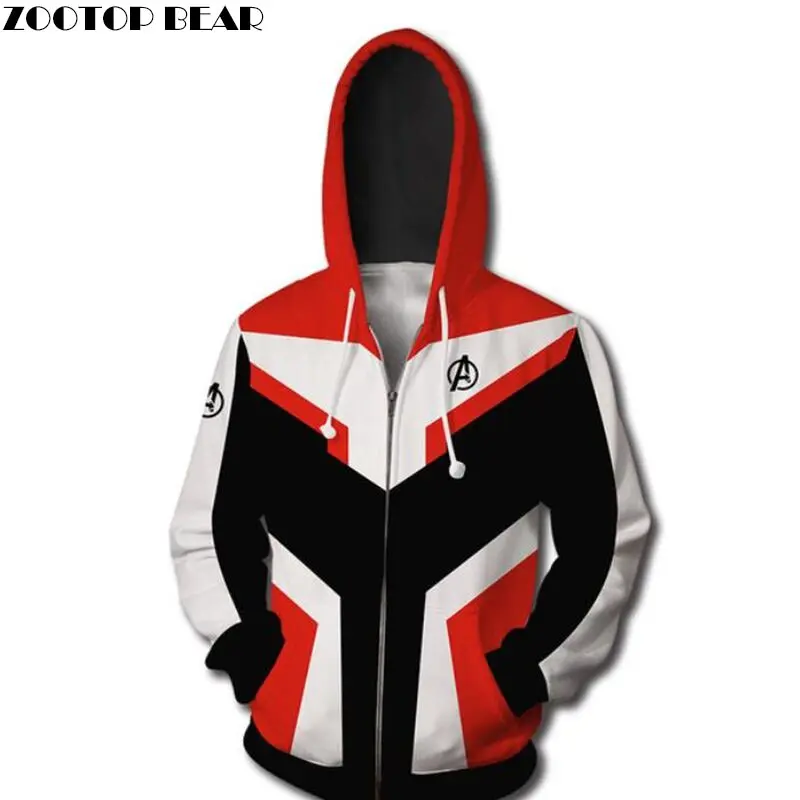 The Avengers 3D Zip Hoodies Zipper Marvel Hoody Cool Men Hoodie Tracksuits Pullover Streetwear Coat Avengers Endgame ZOOTOP BEAR