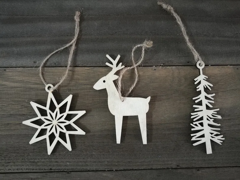 

Wood Christmas Tree ornaments,tree shape, deershape and snow shape ornaments, idea for Christmas tree and party decoration