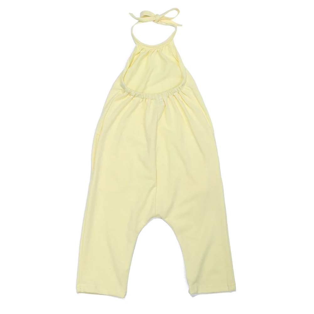 Детские комбинезоны для девочек; летняя детская одежда для маленьких девочек; Однотонный комбинезон; брюки; детская одежда; комбинезоны; желтый цвет; 0,5-7 лет