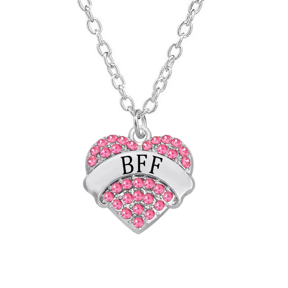 Friendship Jewelry Wholesale Rhinestone Crystal Hearts Shape Best Friends Forever Bff Necklace 