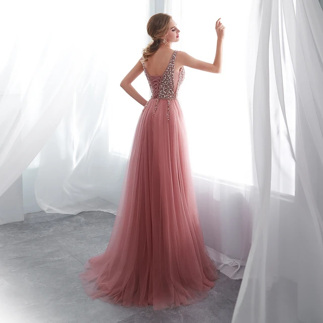 Suknie balowe obszywane koralikami 2019 V neck różowy wysoki podział tiul Sweep pociąg bez rękawów suknia wieczorowa linia Lace Up Backless Vestido De tanie i dobre opinie WALK BESIDE YOU Długość podłogi V-neck Pociąg sweep Frezowanie Kryształ Cekinami Prom dresses Akrylowe -Line Tulle Suknie balowe obszywane koralikami 2019 V neck różowy wysoki podział tiul Sweep pociąg bez rękawów suknia wieczorowa linia Lace Up Backless Vestido De tanie i dobre opinie WALK BESIDE YOU Długość podłogi V-neck Pociąg sweep Frezowanie Kryształ Cekinami Prom dresses Akrylowe -Line Tulle