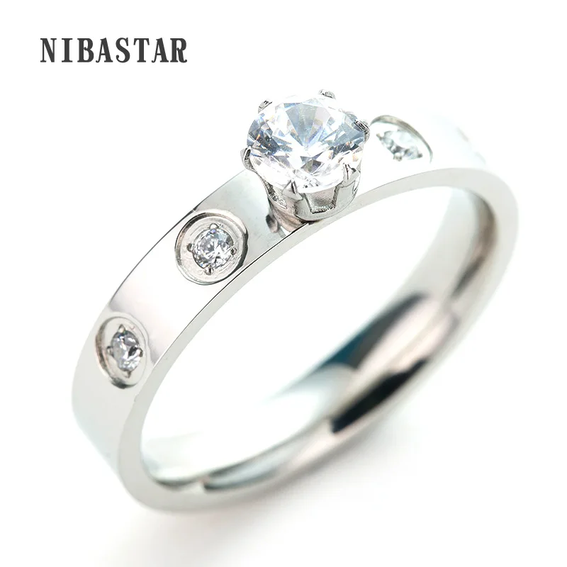 

High quality 316L Titanium steel fashion CZ Zirocn Women rings