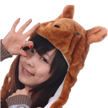 

DOUBCHOW Adults Cute Plush Earflap Brown Kangaroo Animal Hat for Teenagers Winter Warm Beanie Cap Hats Christmas New Year Gift