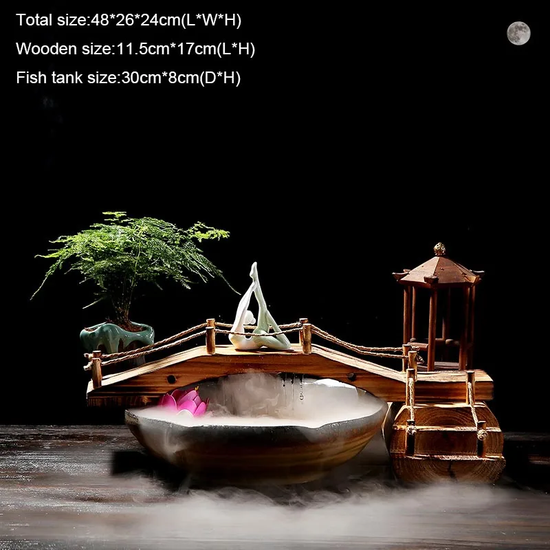 110 В/220 В китайский стиль дзен фэн шуй фонтан течёт вода настольные украшения керамический аквариум Lucky офис украшение дома - Цвет: 019