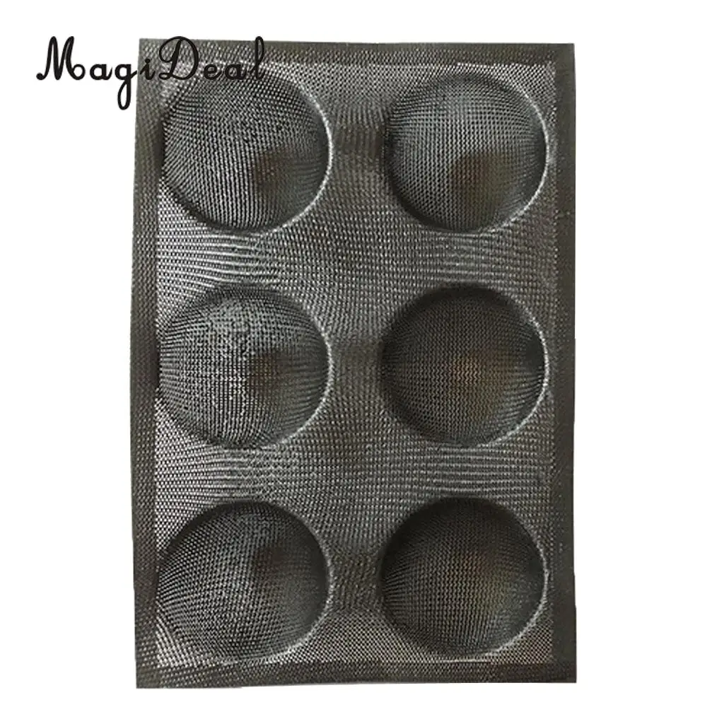 MagiDeal Silicone Hamburger Forms Peforated Bakery Bun Bread Mould Baking Tray 6 Cups