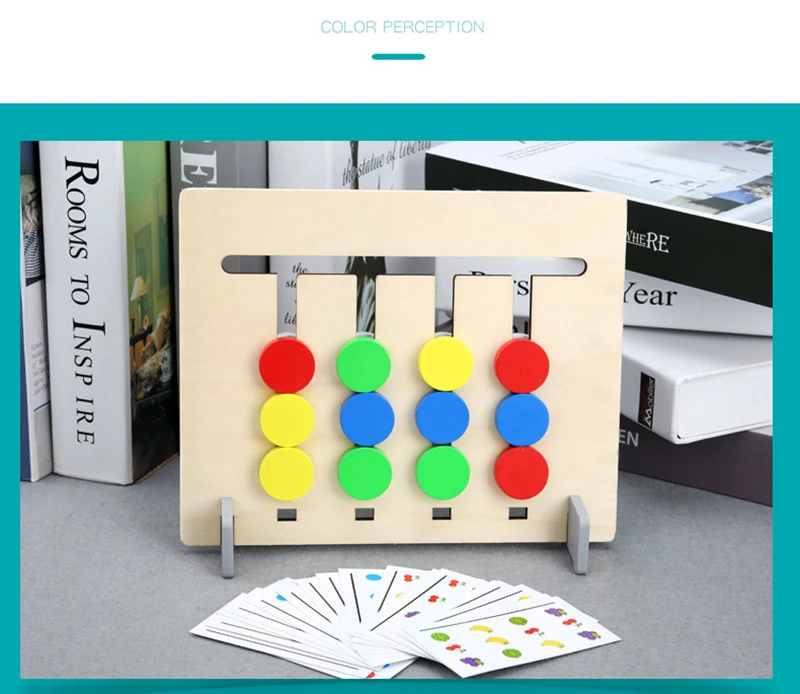 Детская логическая игра Монтессори, цветные фруктовые когнитивные игрушки, двухстороннее двойное использование, деревянный пазл ранний Когнитивное обучение, детские игрушки