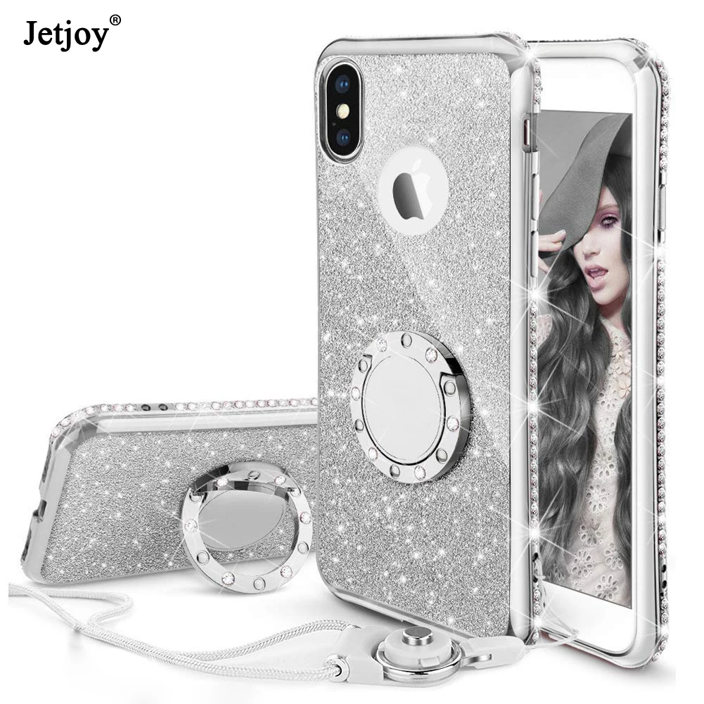 Mayround 360 Ring Holder Shining Diamond plating bumper Tpu back glitter cases for iPhone XS MAX XR 6s 6 7 7P 8 8P Covers |