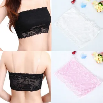 

LNRRABC 4 Colors Soft Sexy Women Stretch Strapless Lace Boob Tube Dress Anti emptied Bandeau Tops Safety Bra