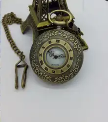 Античная Цветок Резной полые Часы Дизайн стимпанк Бронзовый кварцевые Часы римскими цифрами FOB цепи Часы