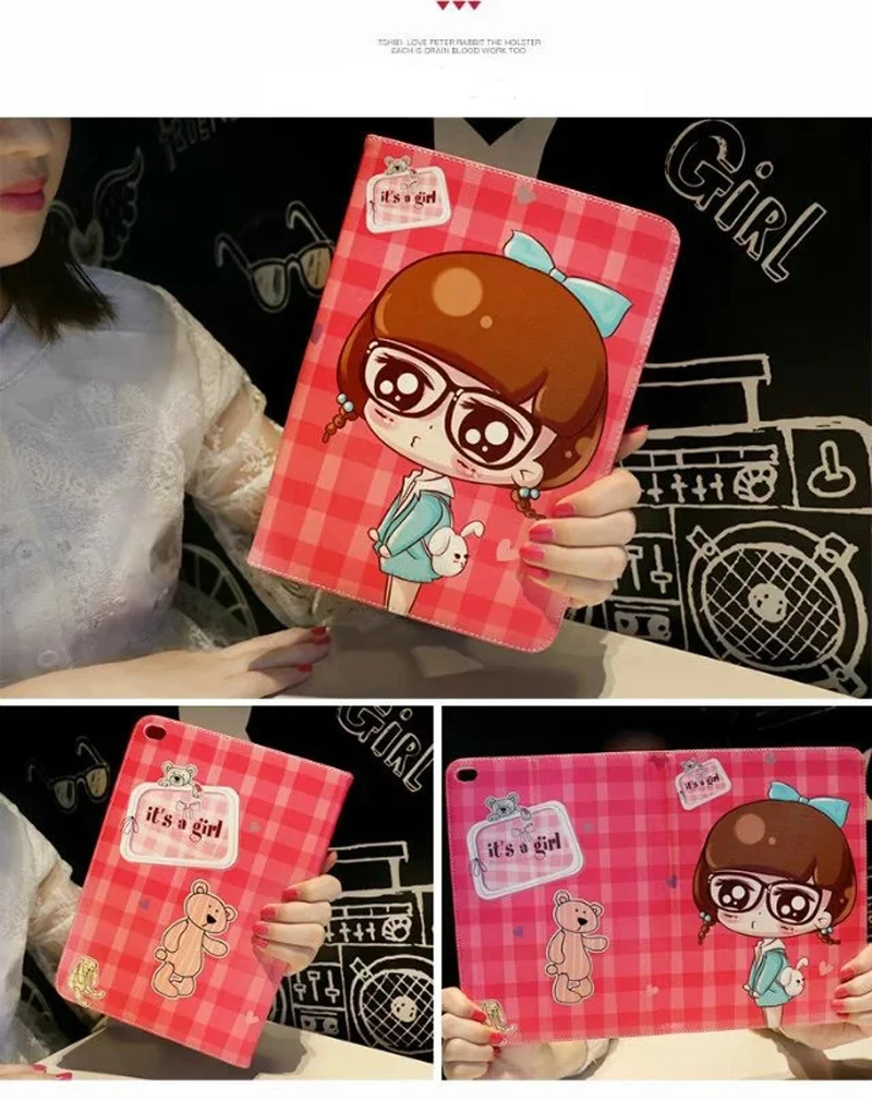 

JIaLonG Mini 4 Smart PU Leather Case For Apple iPad Mini 4 7.9" Tablet Flip Cover Soft Tpu Back Cover Cute Little Girl Yao