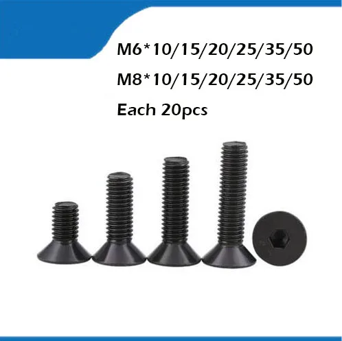 

M6/8 mm *10.15---50mm flat head countersunk head black carbon Steel Hex Socket Head Cap Screw