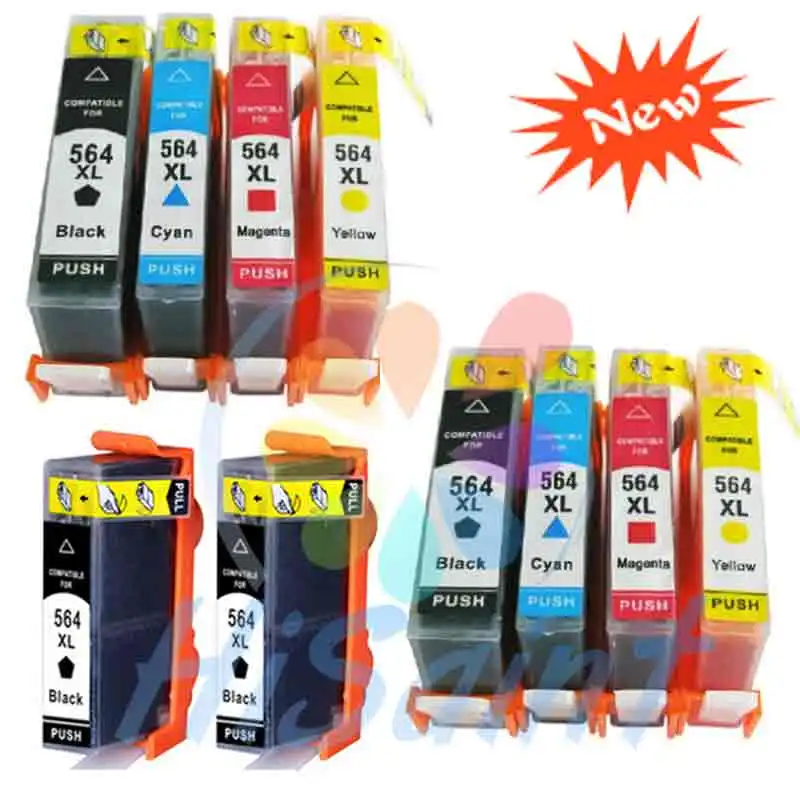 hisaint 10pcs For HP 564XL ink cartridge with chip For hp Photosmar tB8550/B8500/Plus AIO B209a