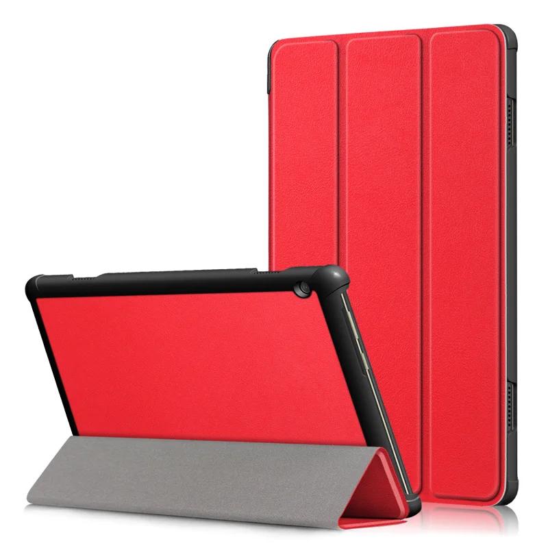 Чехол для lenovo tab M10 TB-X605F TB-X605L Smart из искусственной кожи с магнитной подставкой для lenovo tab M10 оболочка+ пленка+ стилус - Цвет: red