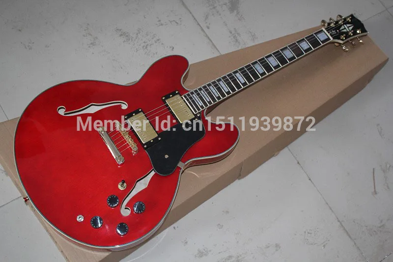 

HOT Wholesale mahogany Body ,maple front and back, rosewood fingerboard ES335 Jazz Red Electric Guitar Best Musical instruments