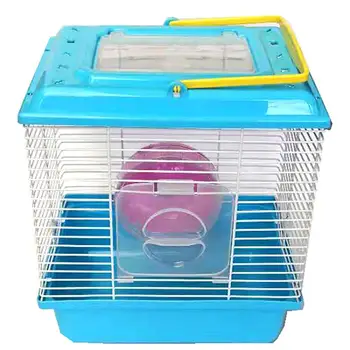 Portable Heighten Single Layer Pet Syrian Hamster Cage with Cover Running Wheel Bowl for Small Habitat Guinea Pigs Mice Habitat 3