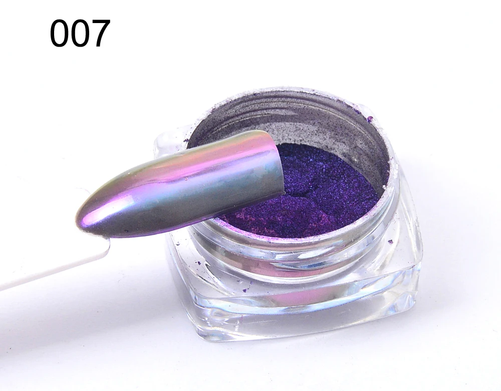 WUF 1 Box 0.3g Chameleon Mirror Nail Glitters Powder DIY Nail Chrome Pigment Dust Manicure Nail Art Decoration Tools