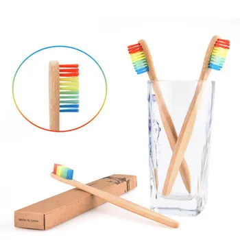 

1/4Pcs Wood Soft Rainbow Bamboo Toothbrush Bamboo Charcoal Soft Travel Toothbrush Rainbow Mini Oral Care Cheaper
