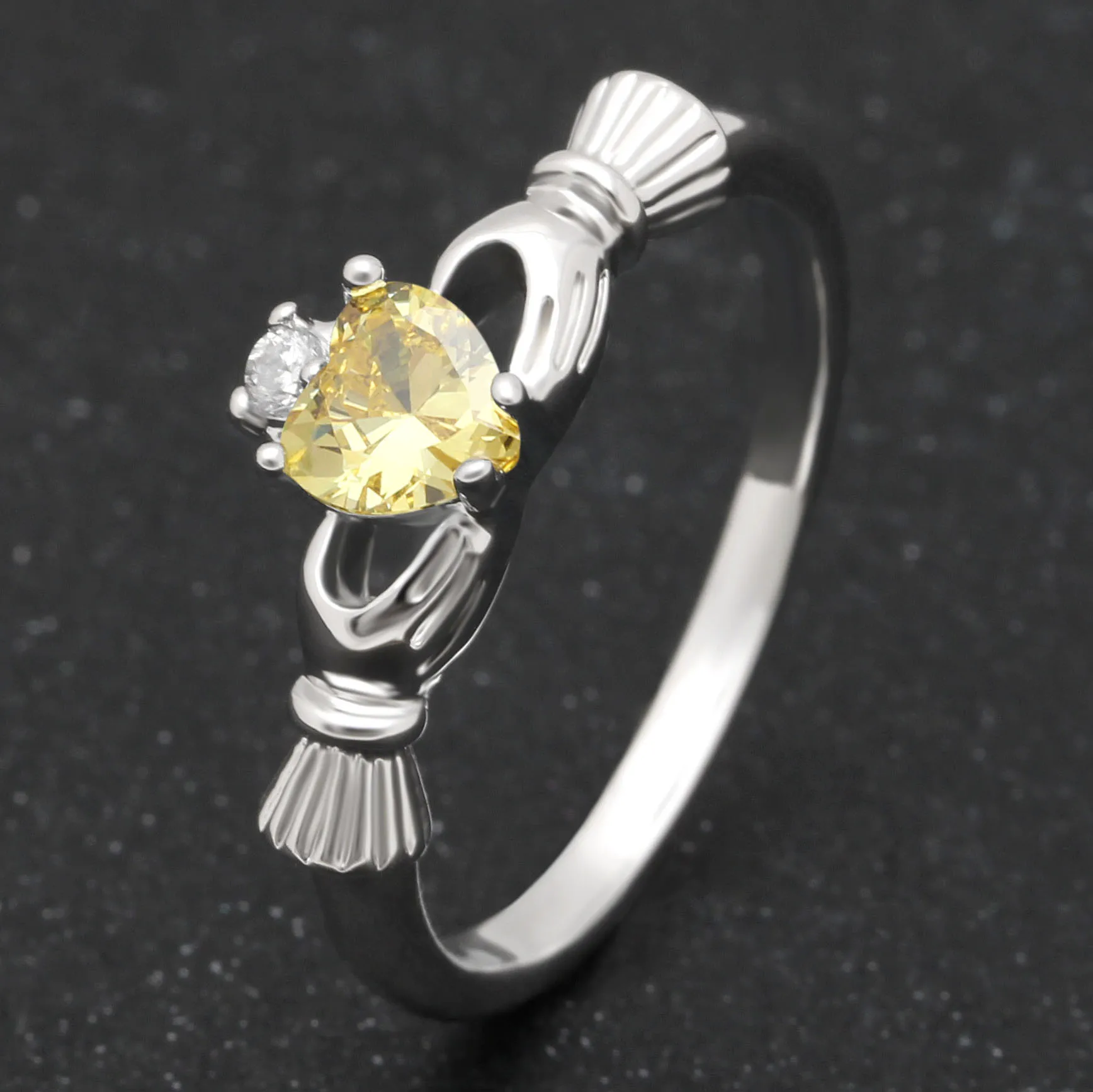 Женское кольцо с сердечком UFOORO Claddagh обручальное серебряным покрытием из фианита