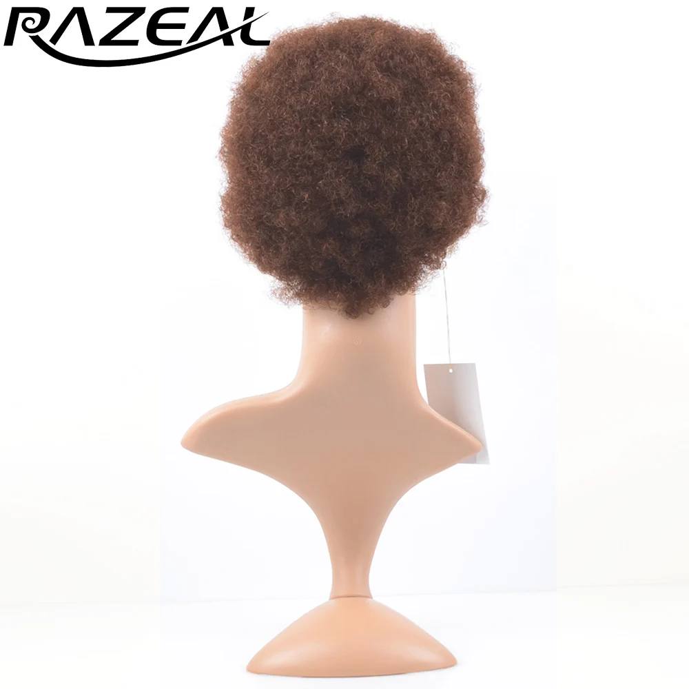 Razeal короткие парики Afro Kinky фигурные парик Синтетический Для женщин Косплэй парик высокая теплостойкость Температура волокно