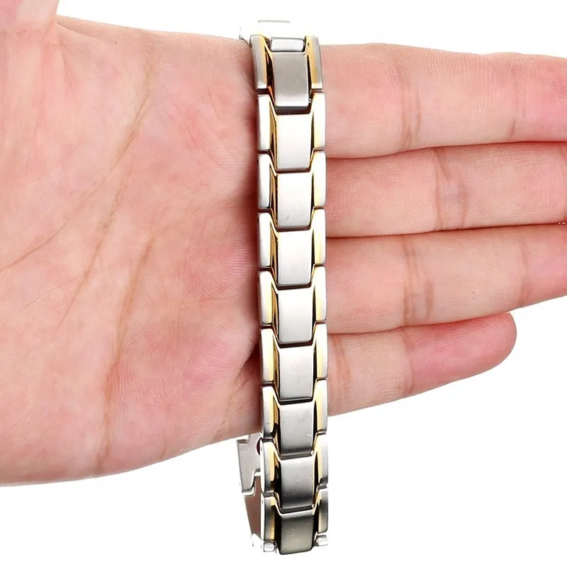 

LITTLE FROG Magnetic Health Bracelet Men Energy Steel Magnetic Bracelet Male Chain Link Magnet Health Bracelets for Women Men