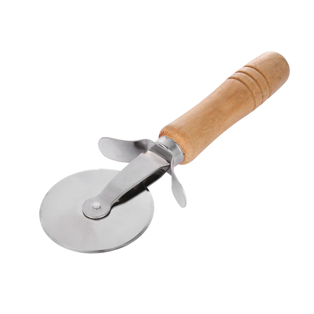 

1 pc Round Pizza Cutter Stainless Steel With Wooden Handle Pizza Knife Cutter Pastry Pasta Dough kitchen Baking Tools
