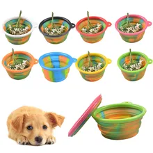 Камуфляжная силиконовая складная миска для домашних животных, портативная складная дорожная миска для собак, кошек, корма, воды, Прямая поставка