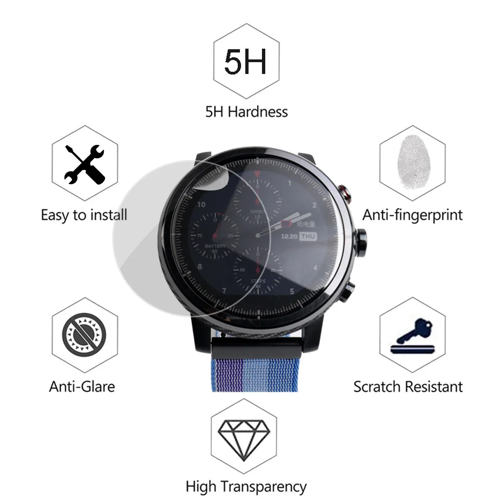 6 шт. пленка для Xiaomi Huami Amazfit Stratos Sport Smartwatch 2/2S прозрачная защитная пленка для экрана(не закаленное стекло