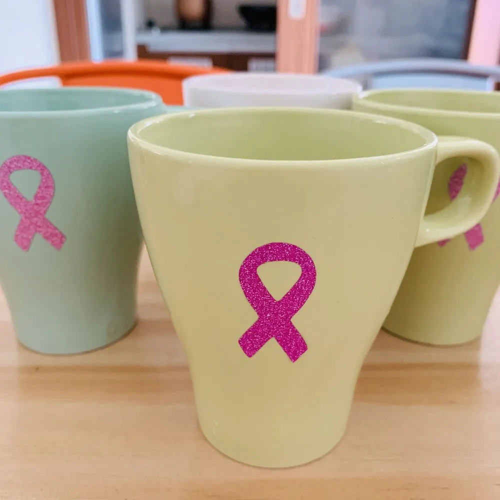 

Partywakaka Fight Against Breast Cancer Party 12pcs Pink Ribbon Flash Twinkling paper Cup Sticker Decoration Bunting supply