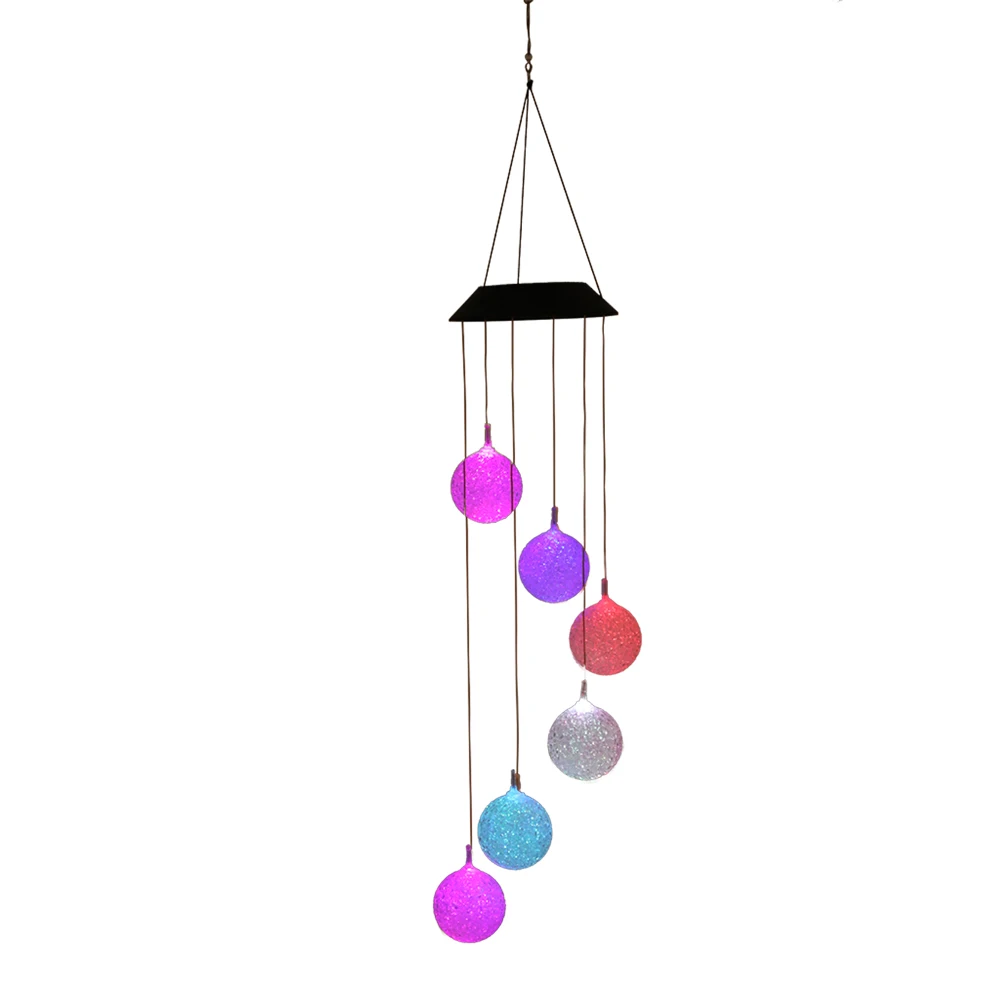 Bola de cristal viento campana Solor luz colorida LED atrapasueños campanas de viento romántico atrapasueños hogar jardín decoración colgante