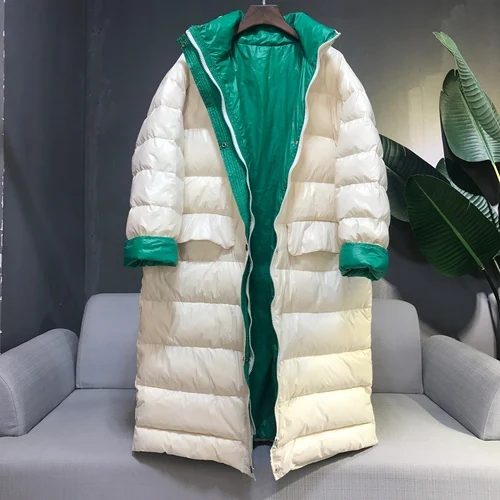 Neploe зимняя куртка женская одежда пуховики женские длинные пальто модные корейские свободные негабаритные Лоскутные теплые пуховые парки 90240 - Цвет: creamy white coat