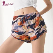 Lurehooker печати Сексуальная Для женщин быстросохнущая шорты для йоги однотонная дышащая Фитнес шнурок короткий Повседневное спортивные шорты из полиэстера