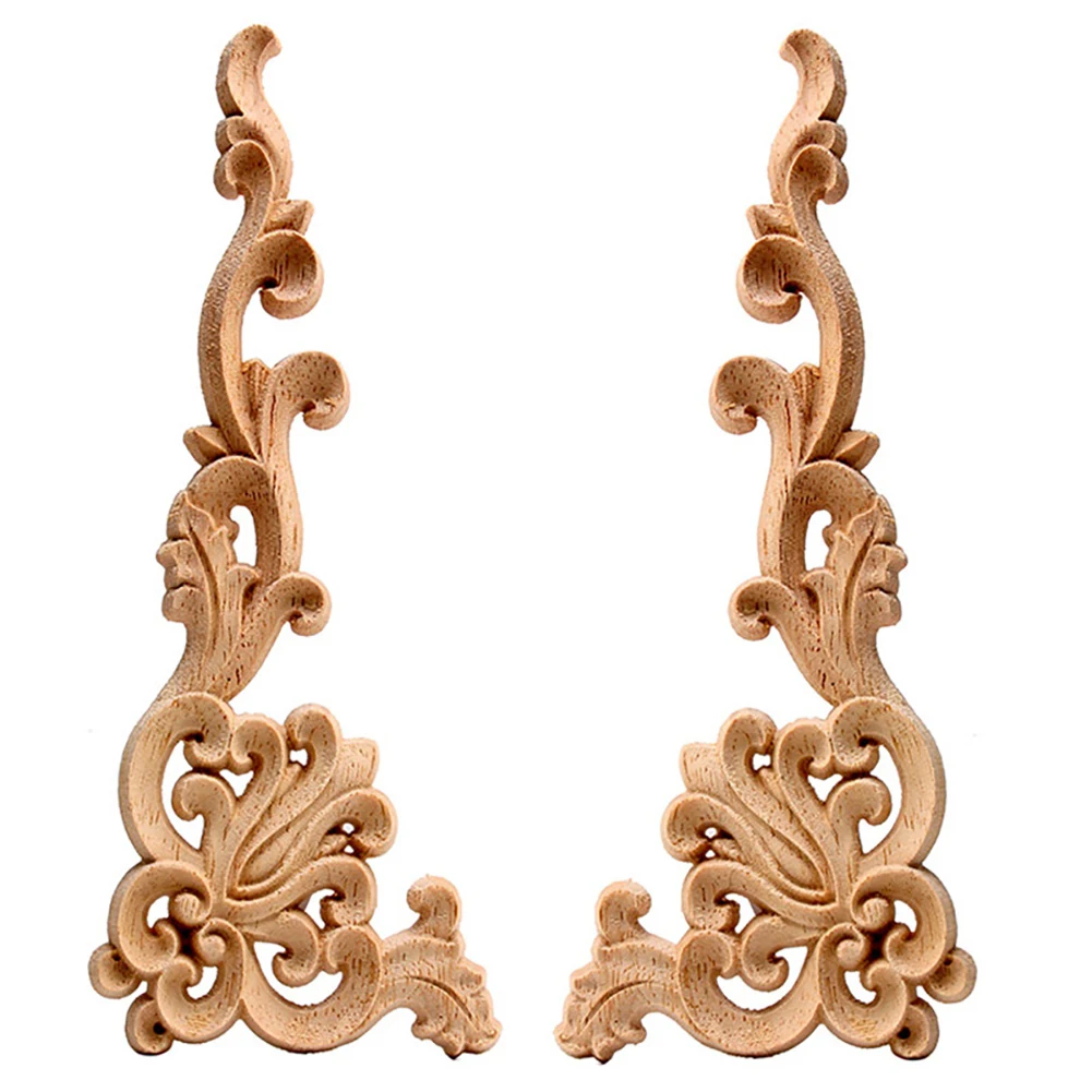 

Frame Carved Applique European Wood Figurines Miniatures Onlay Corner Door Wall Modern Craft Floral Furniture Decorative