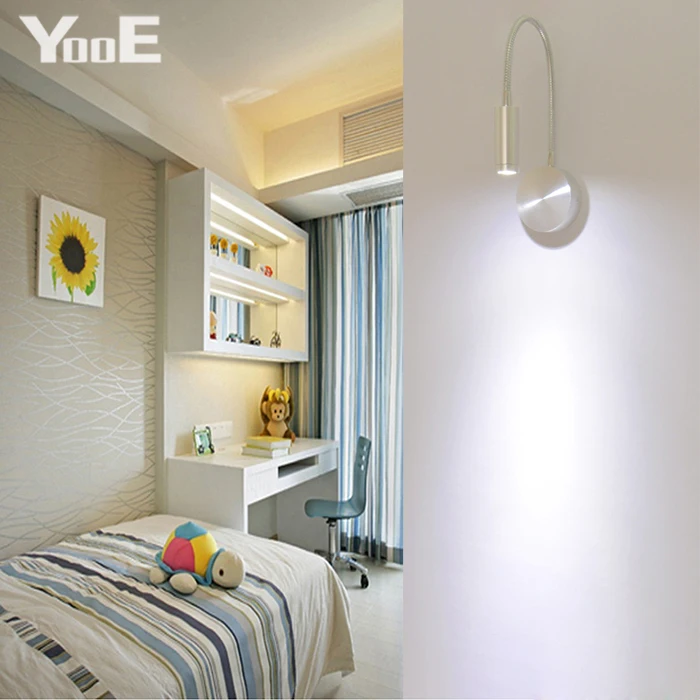 

YooE 3W Indoor LED Wall Light Silver hose Wall Sconce Lighting bedroom Decoration Sconce AC110V/220V Cold/Warm White Wall Lamp